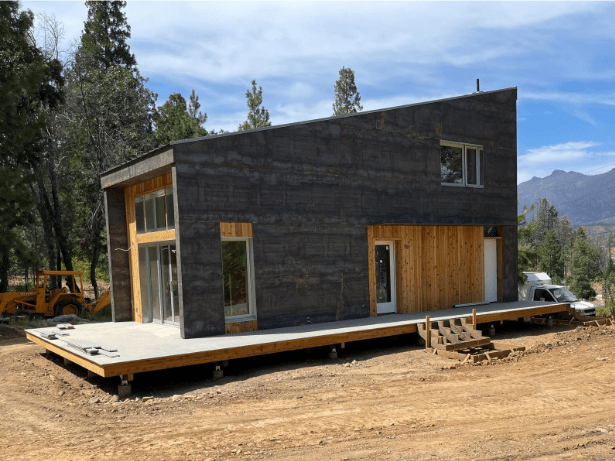 A cross-laminated timber home is ready for viewing during Sierra Institute’s ribbon-cutting ceremony in Greenville Aug. 19. Photo courtesy Sierra Institute for Community and Environment