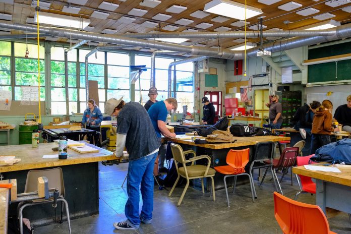 Adam Wolosz’s Ag Mechanics students learn to use a variety of tools in the wood shop to complete their first project. Photos by Cary Dingel / Plumas Unified School District