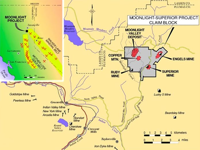 Moonlight-Superior mining project. Map courtesy US Copper Corp