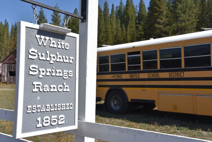 The school bus filled with Portola third-graders pulls into White Sulphur Springs Ranch for Living History School Days. Photos courtesy White Sulphur Springs Ranch